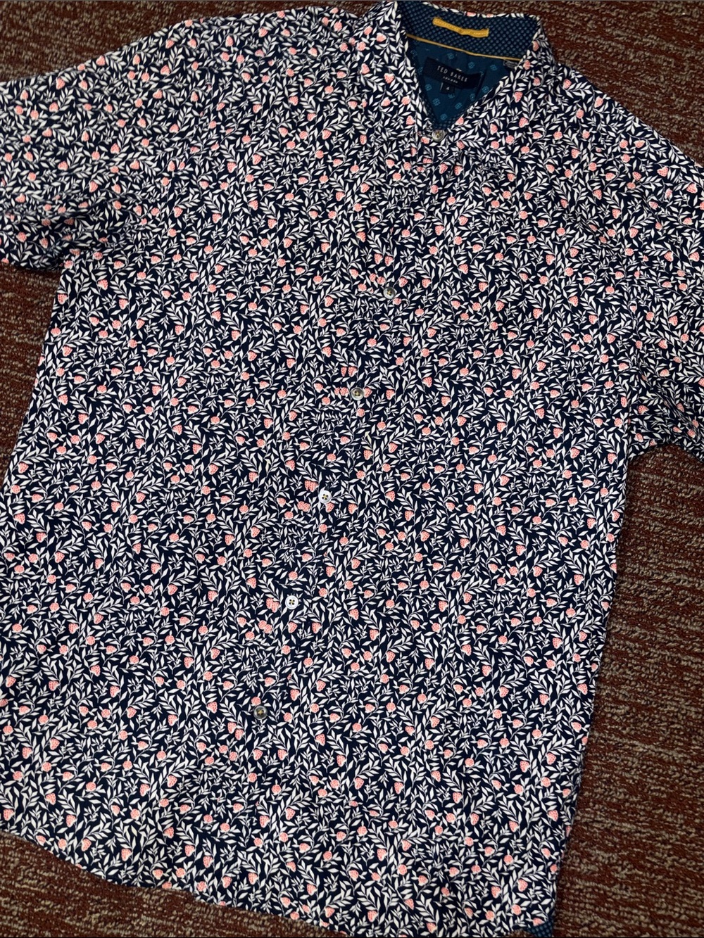 Ted Baker shirt short sleeve button down dress shirt fitted business casual L